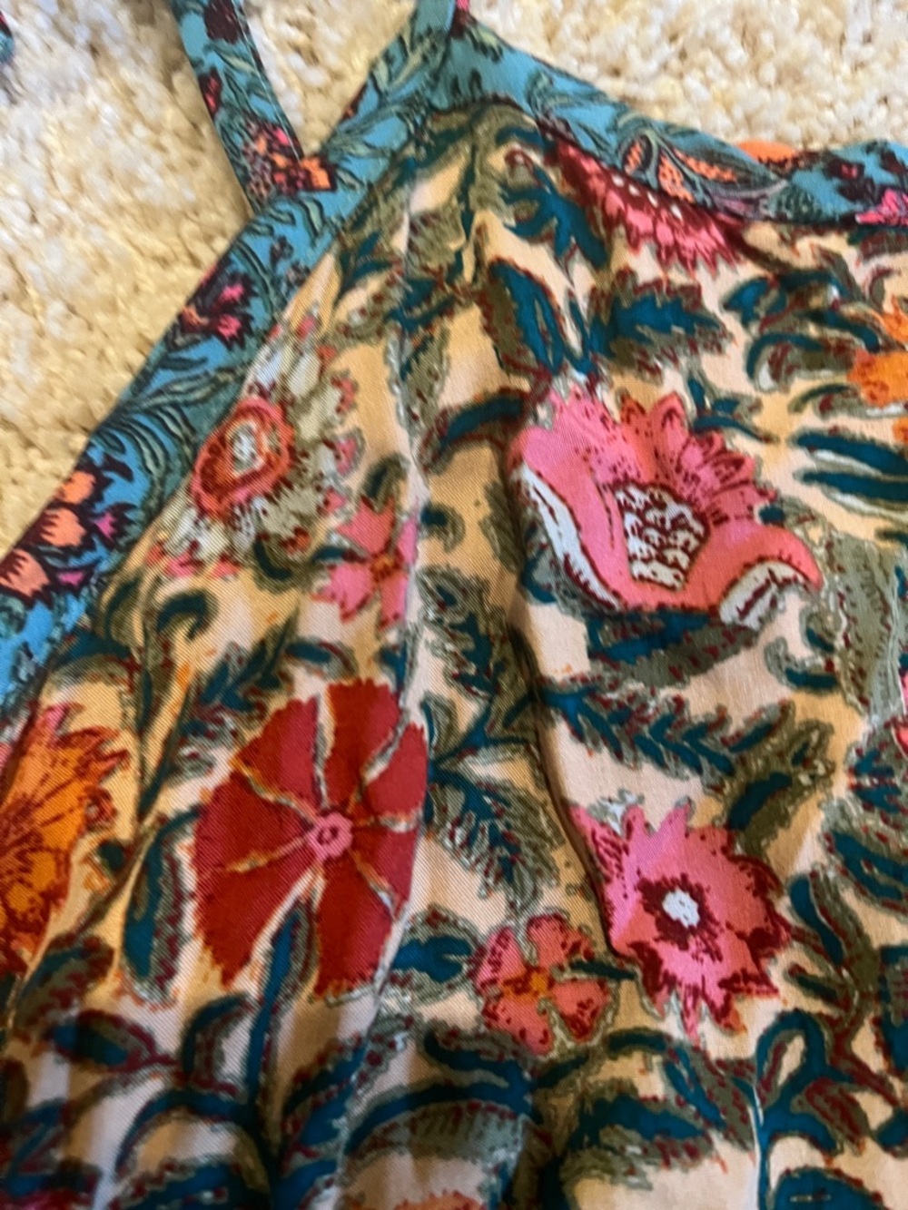 NATURAL LIFE Floral Midi Dress in Teal, Pink, Rust - Picture 4 of 9